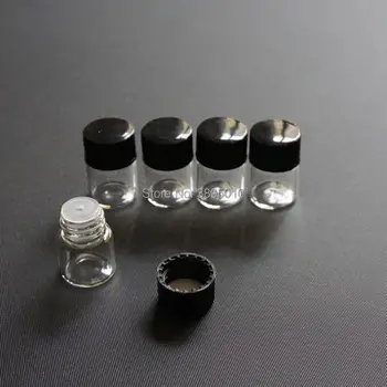 Szklana butelka perfum małej próbki szklanej buteleczki olejku 1 ml 2 ml 3 ml szkło, pojemnik wyświetlacza oleju z czarną pokrywą Ф445
