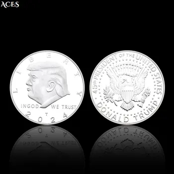 Srebrna moneta Donalda Trumpa Przedmioty Kolekcjonerskie Prezydenta USA 2024 roku Pamiątkowa Moneta W Kapsule Festival Prezent