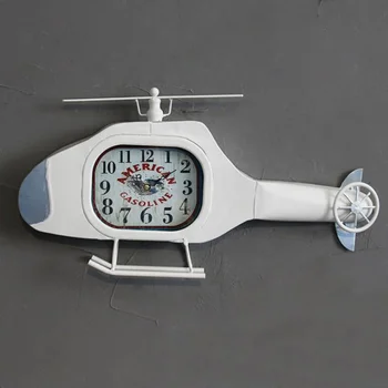 Twórczy Amerykański Styl Retro Helikopter Żelazne Zegar Ścienny