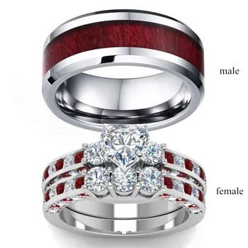 Pierścień ze stali Nierdzewnej z Цирконом dla Mężczyzn, Pierścionek z Czerwonym Kryształem, Biżuteria Pierścienia Dobrej Jakości