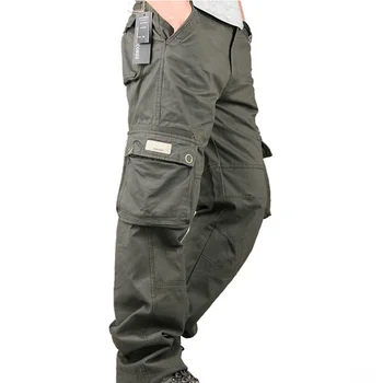 Ciepłe Spodnie Męskie Spodnie Cargo Męskie Casual Spodnie Z Wieloma Kieszeniami Wojskowy Kombinezon Na Świeżym Powietrzu Luźne Długie Spodnie Джоггеры Wojskowe Taktyczne Spodnie