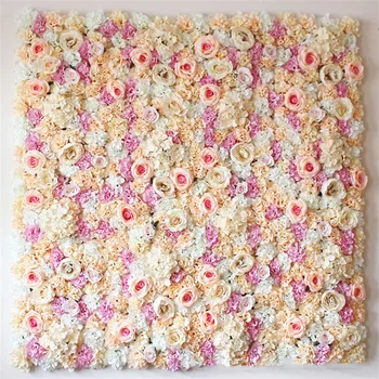 60x40 cm Sztuczne Kwiaty DIY Dekoracje Ślubne Kwiat Panele Ścienne Jedwabna Róża Różowy Kwiat Romantyczny Ślub Tło Wystrój