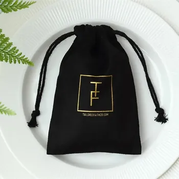 50 czarnych фланелевых torby, indywidualną z logo, nadruk w dowolnym kolorze na zamówienie, torby na sznurku, opakowania do biżuterii, elegancki pasek