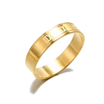 Zabytkowe Rzymskie Cyfry Męskie Pierścienie Minimalizm Szerokość Okrągły Pierścień anillos Biżuteria Ze Stali Nierdzewnej Jubileuszowe Prezenty